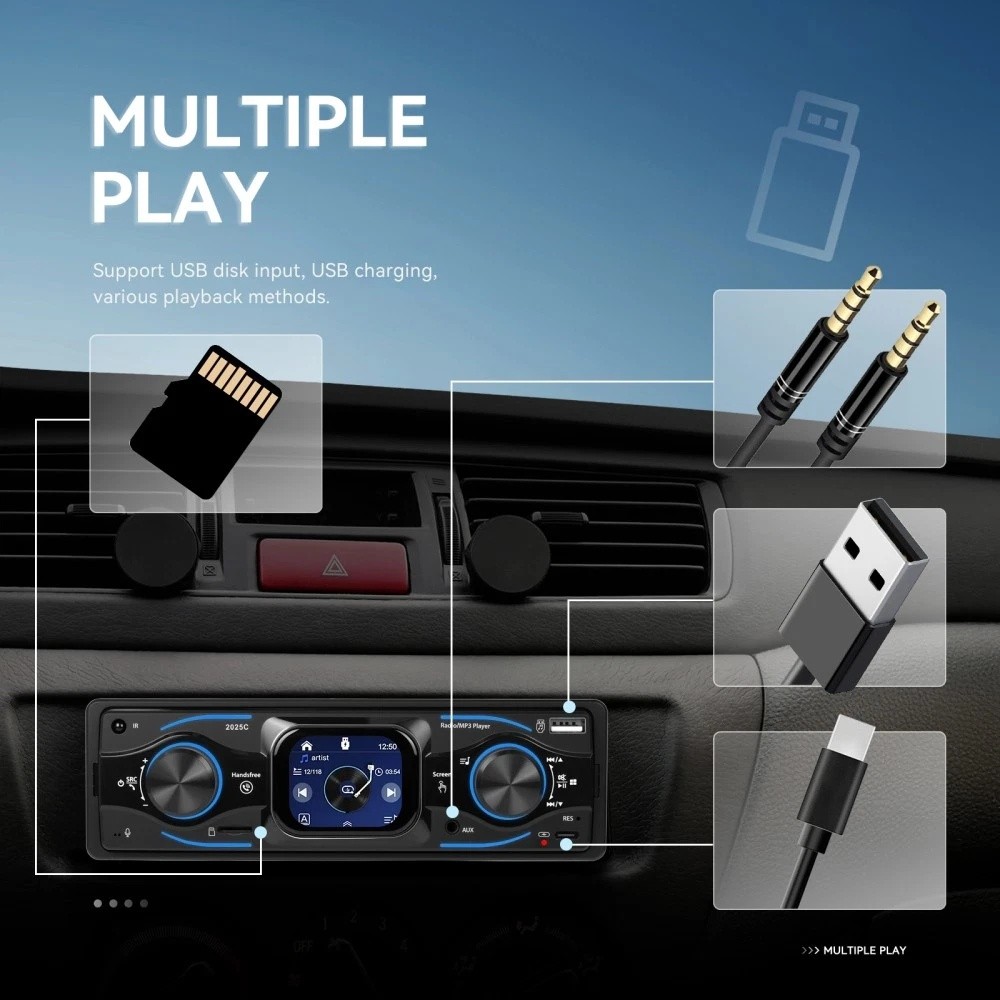 1 DIN 2.17 inch Car Stereo Radio Touch Screen Bluetooth FM MP3 Player TF USB AUX