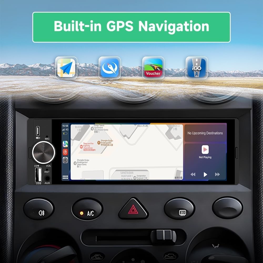 Advanced 6.36” Car Stereo with Wireless CarPlay, Bluetooth & EQ Controls