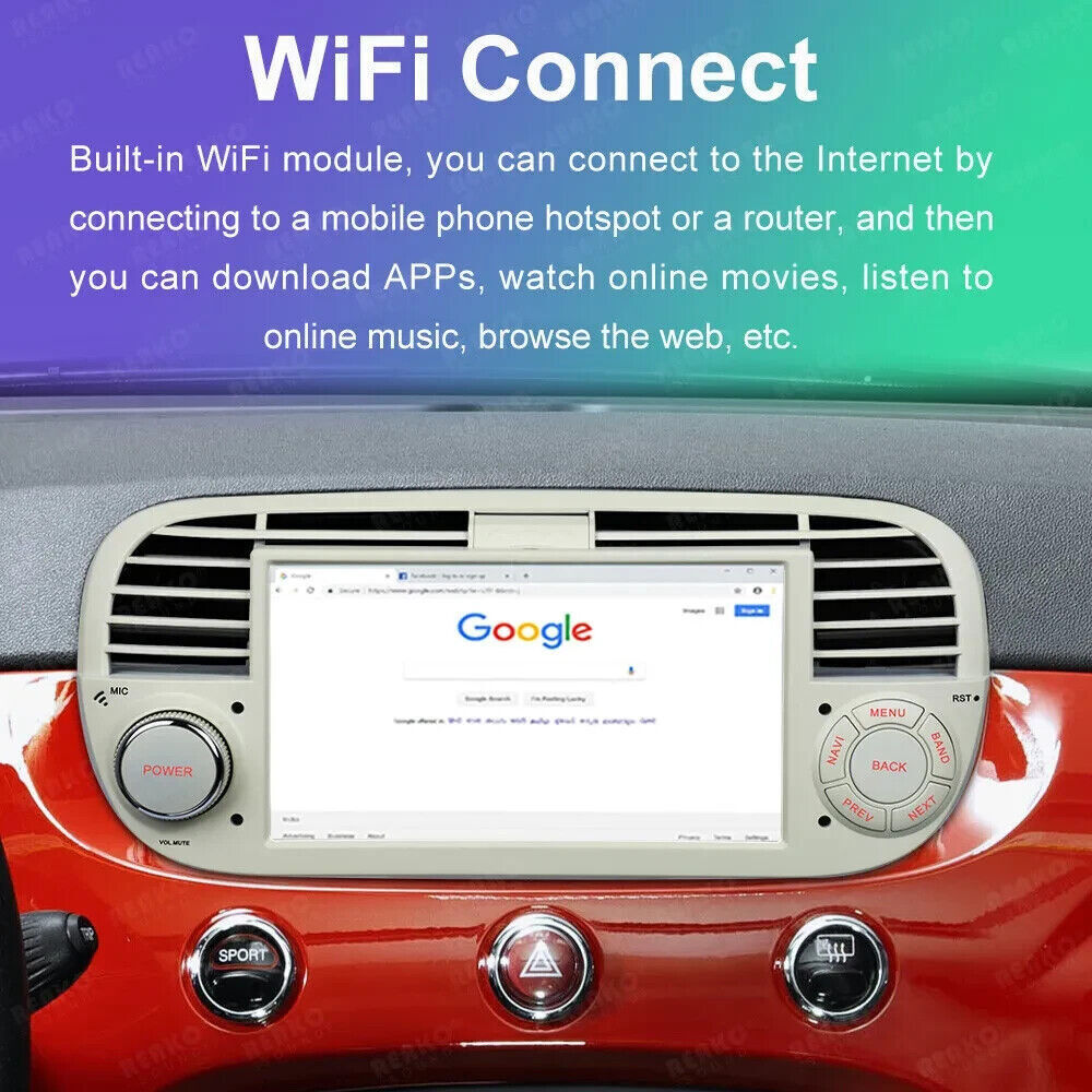 NEW 7″ HD Car Radio GPS Navigation Android Carplay 2+32GB For 2007-2015 Fiat 500