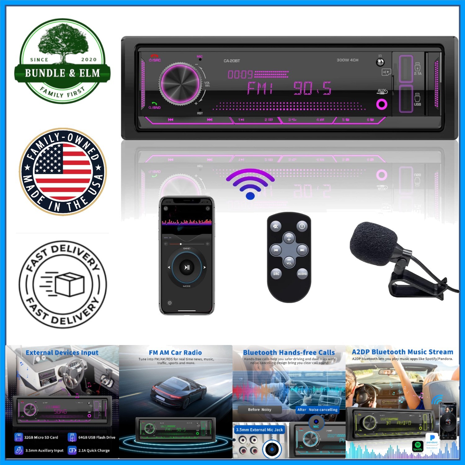 Stereo Receiver for Car, Boat, Truck with App Control and 5.1 Surround Sound