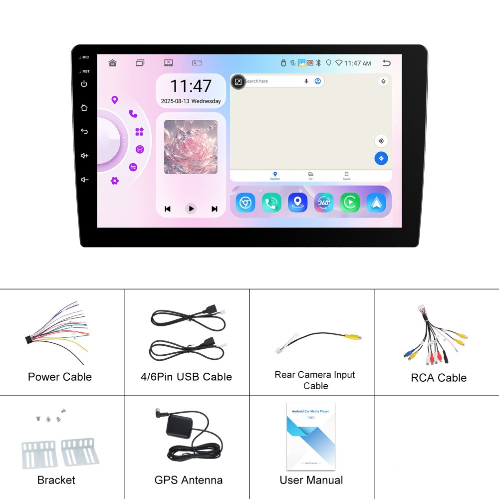 6G+128G 8 Core 2 Din CarPlay Car Stereo Radio Android 15.0 GPS Navi DSP WIFI IPS