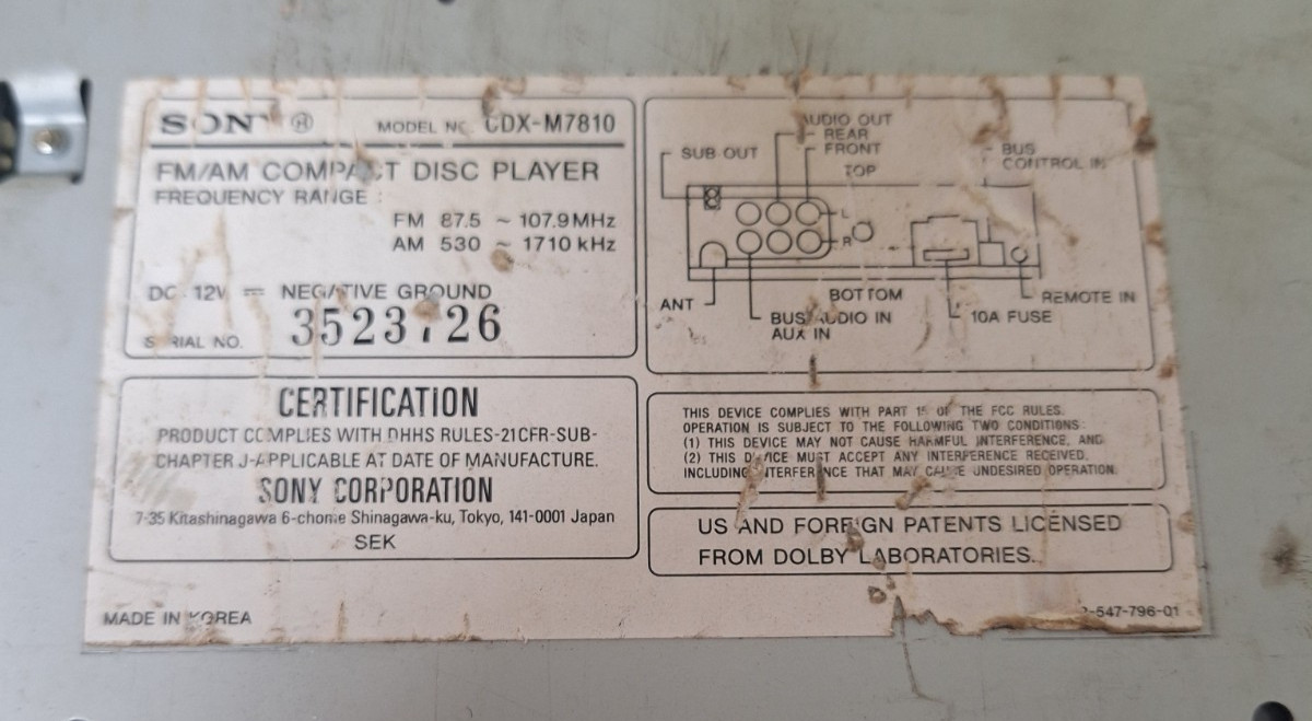 Sony CDX-M7810