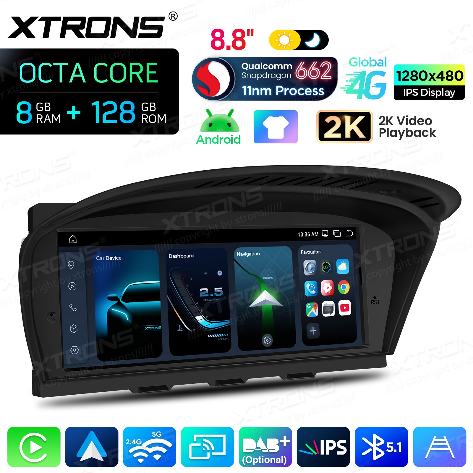 8.8″ For BMW 3 5 Series E90 E60 CCC Carplay Car Stereo Screen GPS 8+128G 4G LTE
