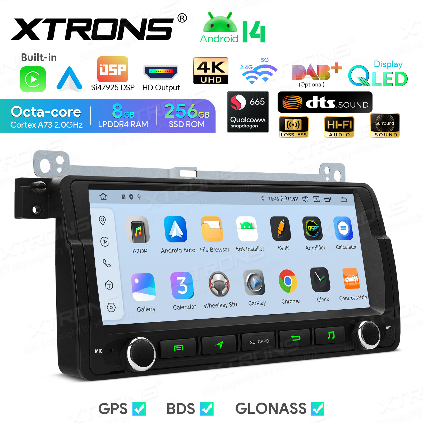 QLED 8.8″ Android 12 Car Play Stereo Radio Navi 128GB Octa Core WiFi For BMW E46