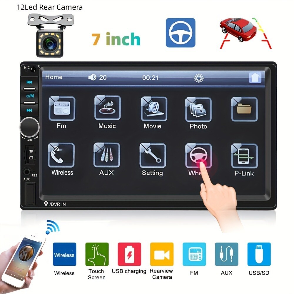 Double 2DIN 7″ Car MP5 Player Touch Screen Stereo Radio USB AUX+Rear Camera