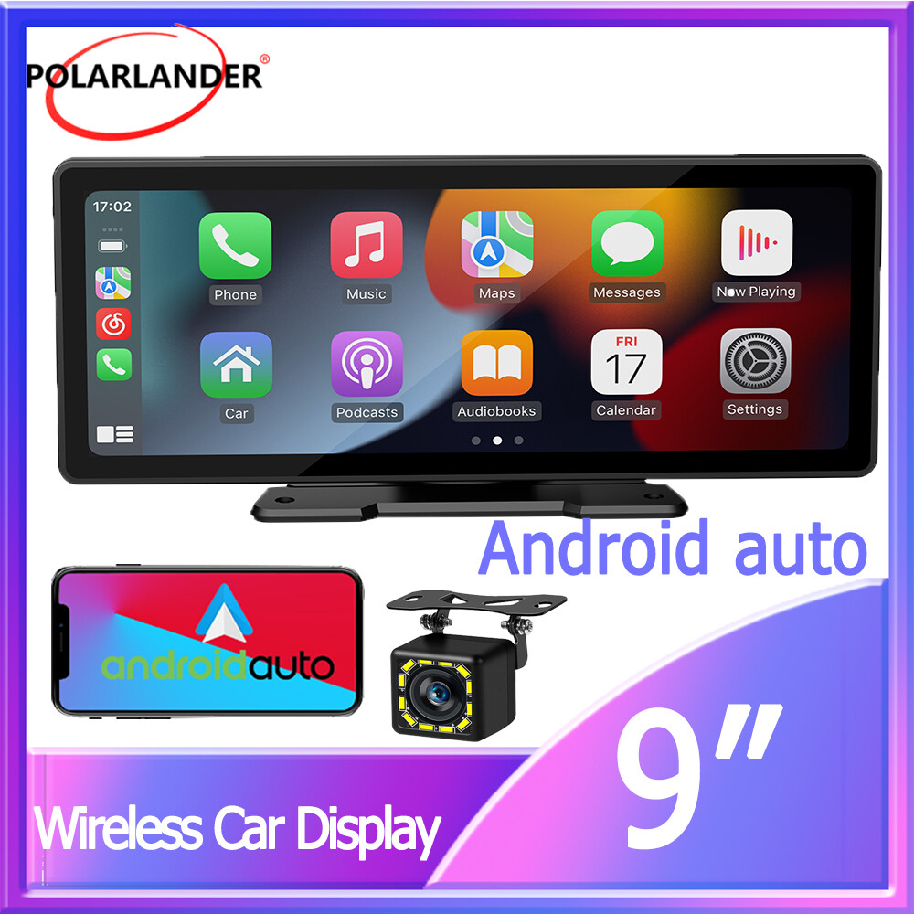 9″ Portable Bluetooth Wireless Carplay AndroidAuto Touchscreen Car Stereo Camera