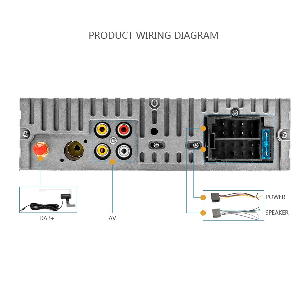 MP5 TF FM Universal 3 In AUX 4×45W USB Bluetooth 1 Din DAB+ Car Stereo