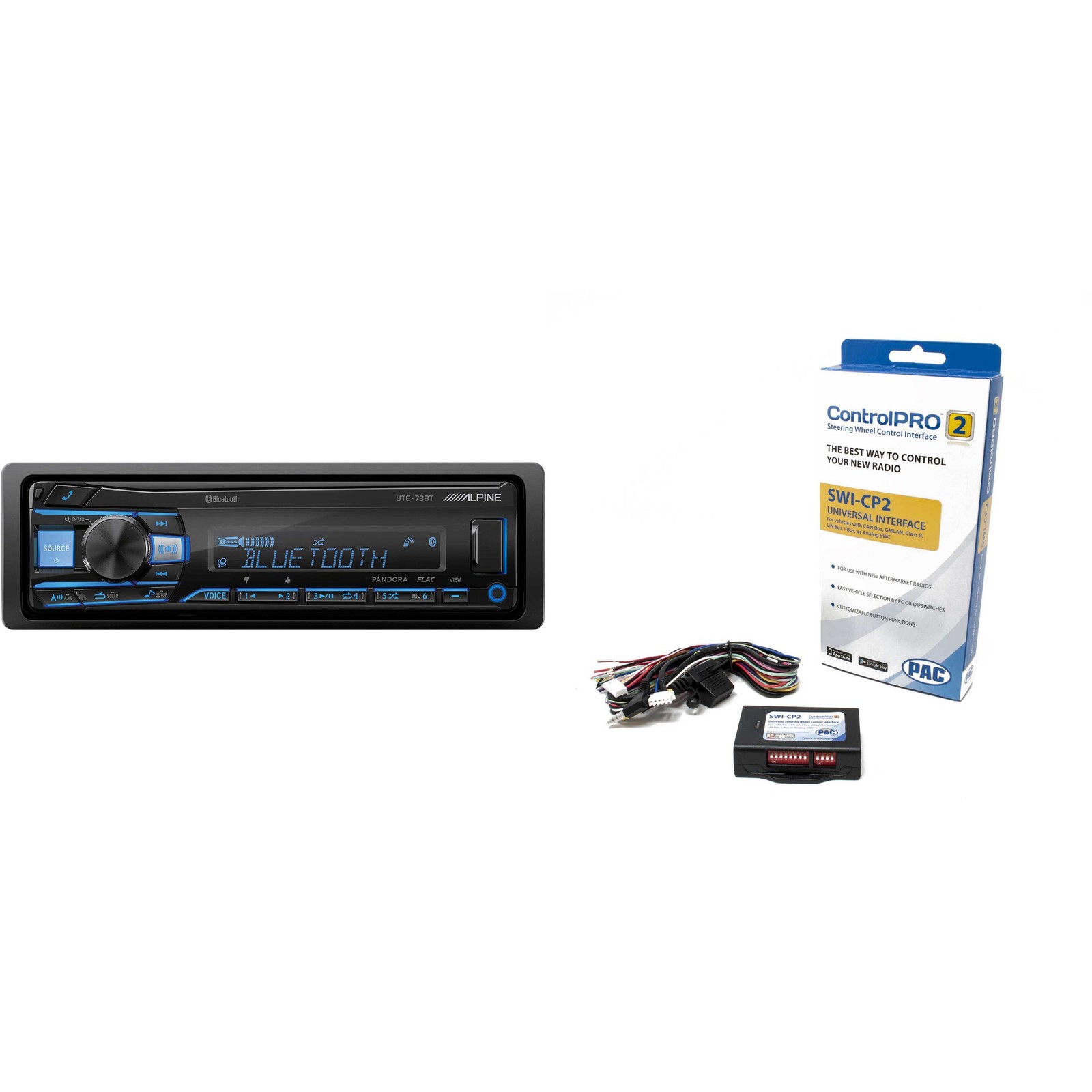 Alpine UTE-73BT Mech-less Bluetooth Digital Media Receiver with SWI-CP2 Steer…