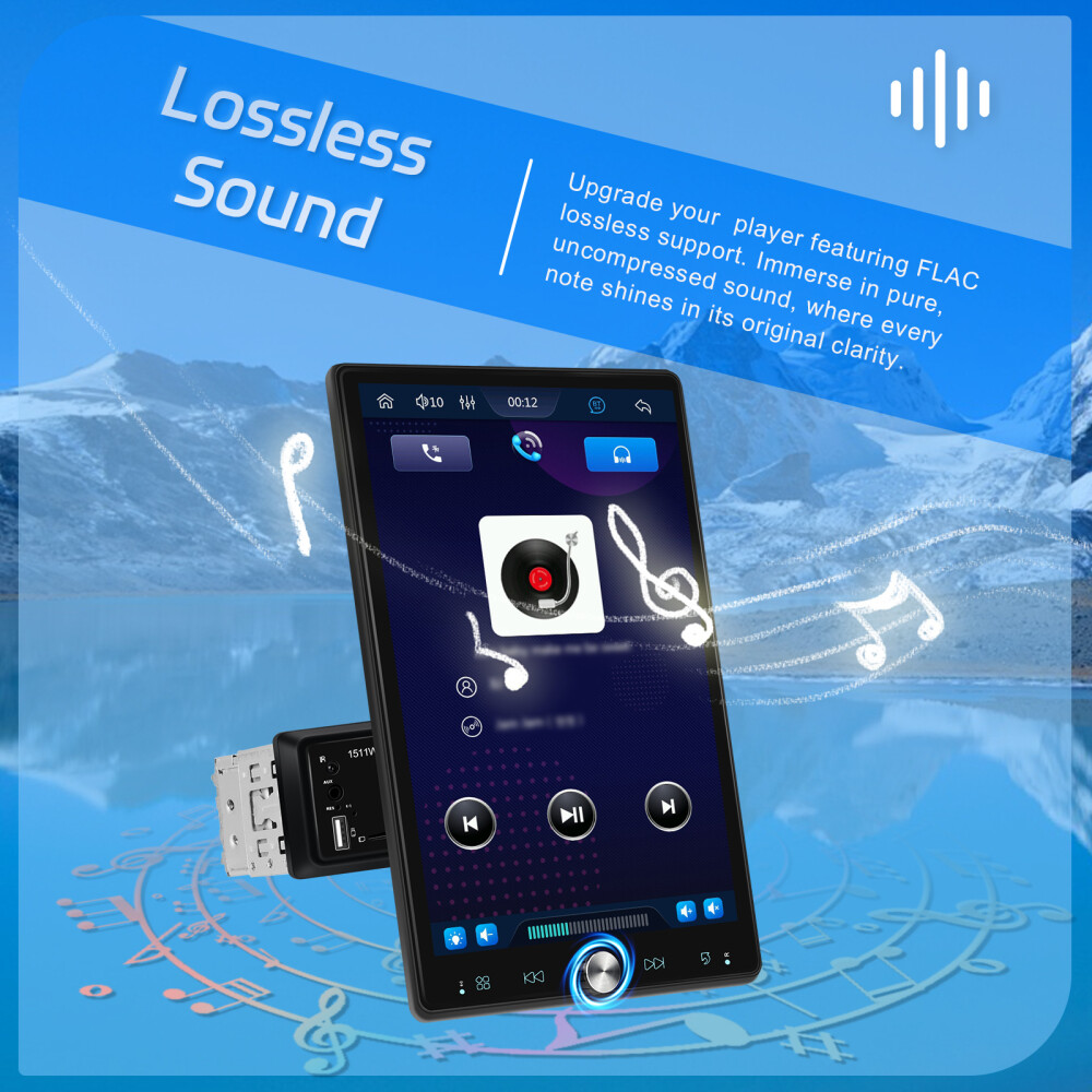 10.4″ Single Din Touch Screen Stereo Bluetooth Radio Apple/Android Carplay+CAM