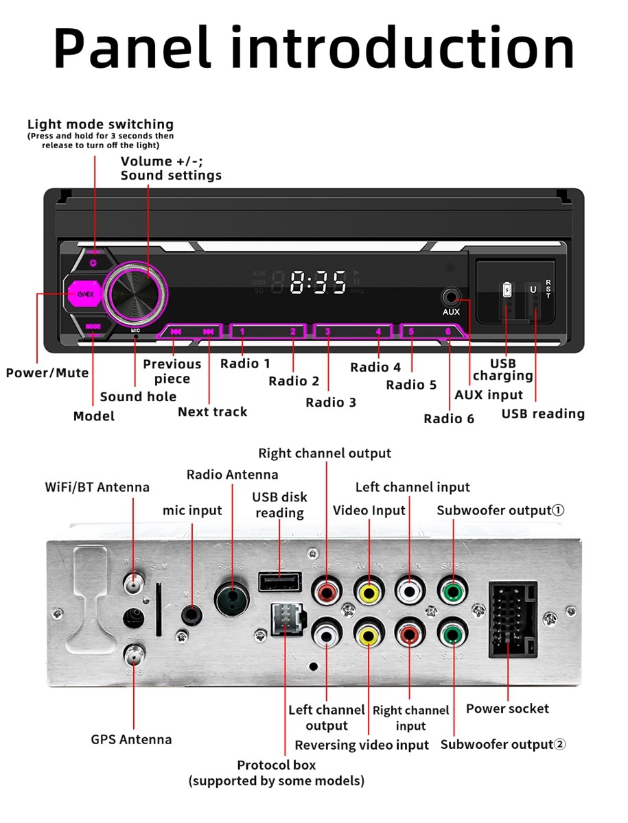 7” Single Din Android 15 Retractable Screen Car Stereo Radio GPS WIFI Carplay