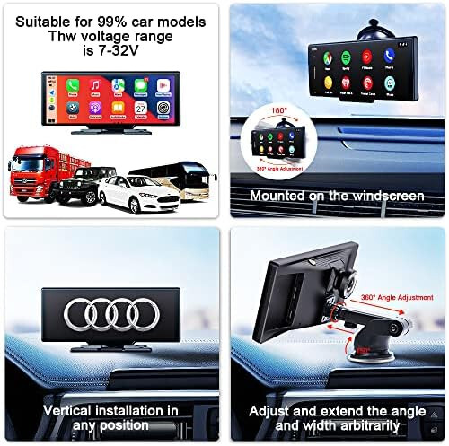 9.3″ Portable Car Radio with Dashcam, Wireless Carplay Car Stereo Android Auto