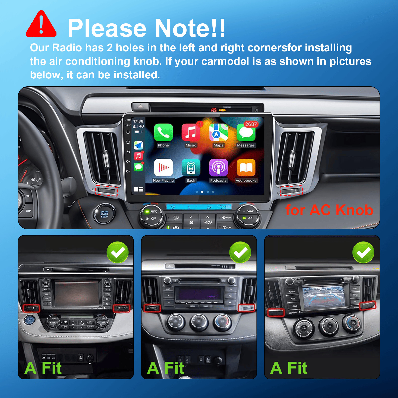 8Core 4+32G Toyota RAV4 2013-2018 10.1″ Android14 Radio,CarPlay Android Auto AM