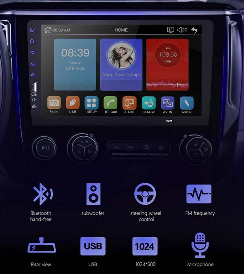 9″ Single 1 Din Bluetooth MP5 Player FM Mirrorlink Touch Screen Car Stereo Radio