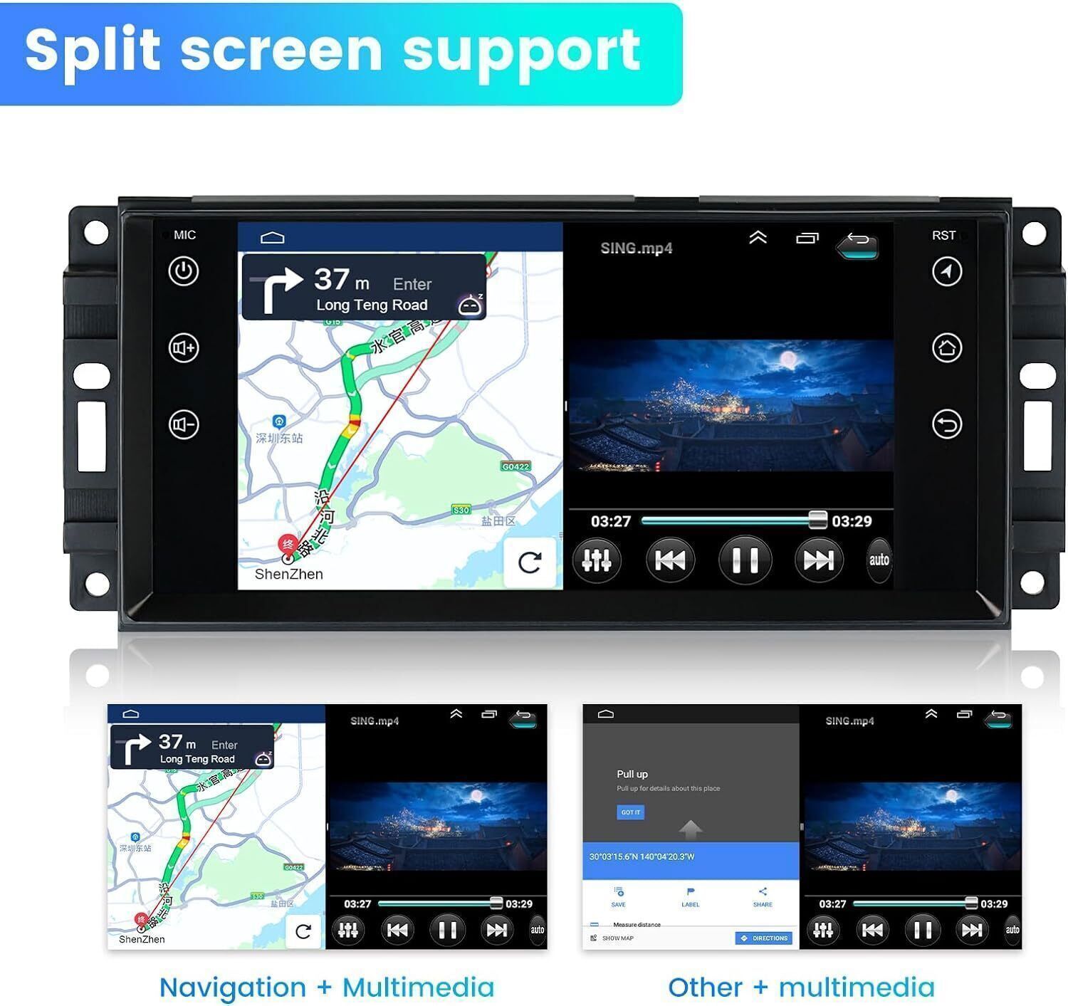 For 2008-2011 Dodge Dakota Apple Carplay 7″ Android 13 GPS Stereo Radio DSP