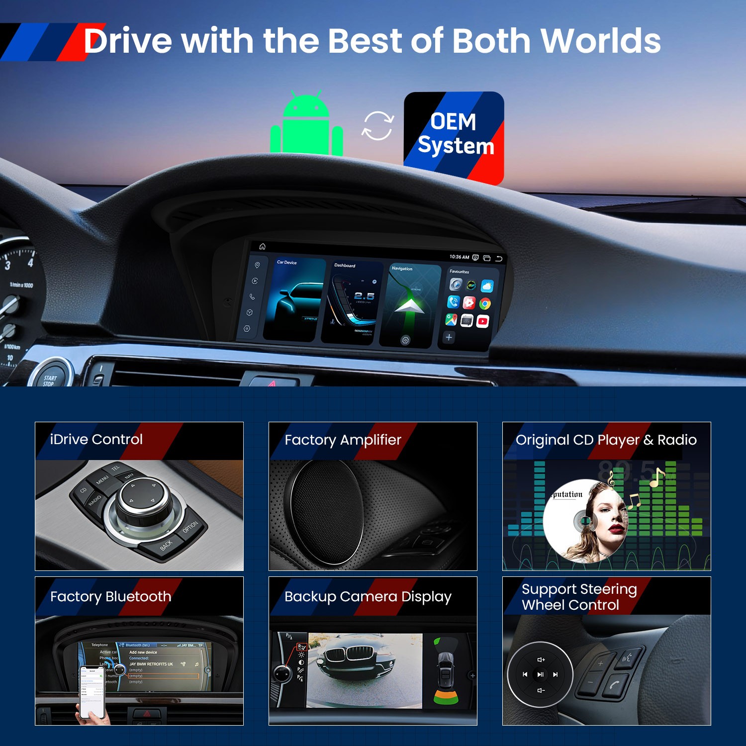 8.8″ 8+128G CarPlay Android Auto Stereo Navi for BMW E60 E90 E91 3 5 Serie CIC