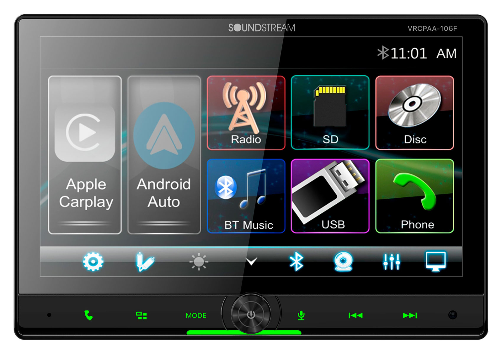 Soundstream VRCPAA-106F 10.6″ Car Monitor Bluetooth/Carplay/Android Receiver