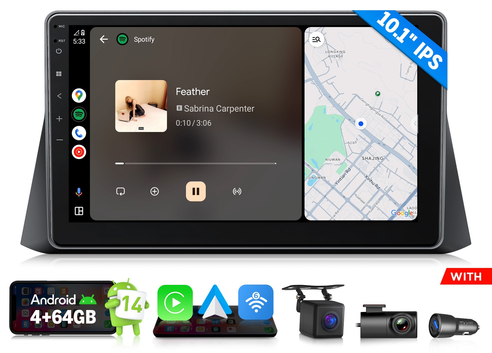 10.1″Android Auto Car Stereo for Honda Accord 2008-2012 Wireless CarPlay GPS DSP