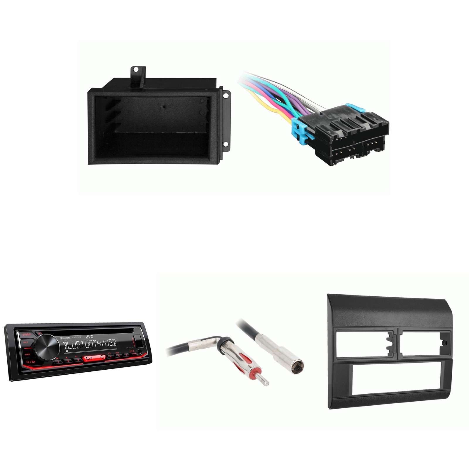 JVC KD-T720BT Single Din Radio Bundle GRAY Dash includes pocket Compatible wi…