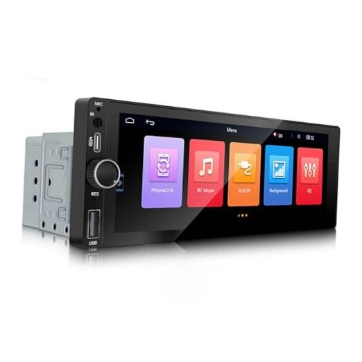 Single Din Car Stereo with Wireless Carplay Android Auto, 6.86 Inch IPS Touch