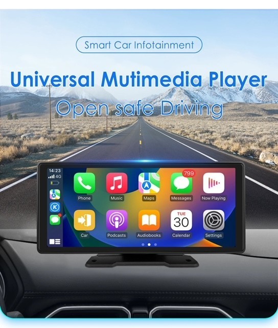 9.26″ 2 ch Touch Screen Wireless Apple Carplay Portable Car Stereo Android Auto