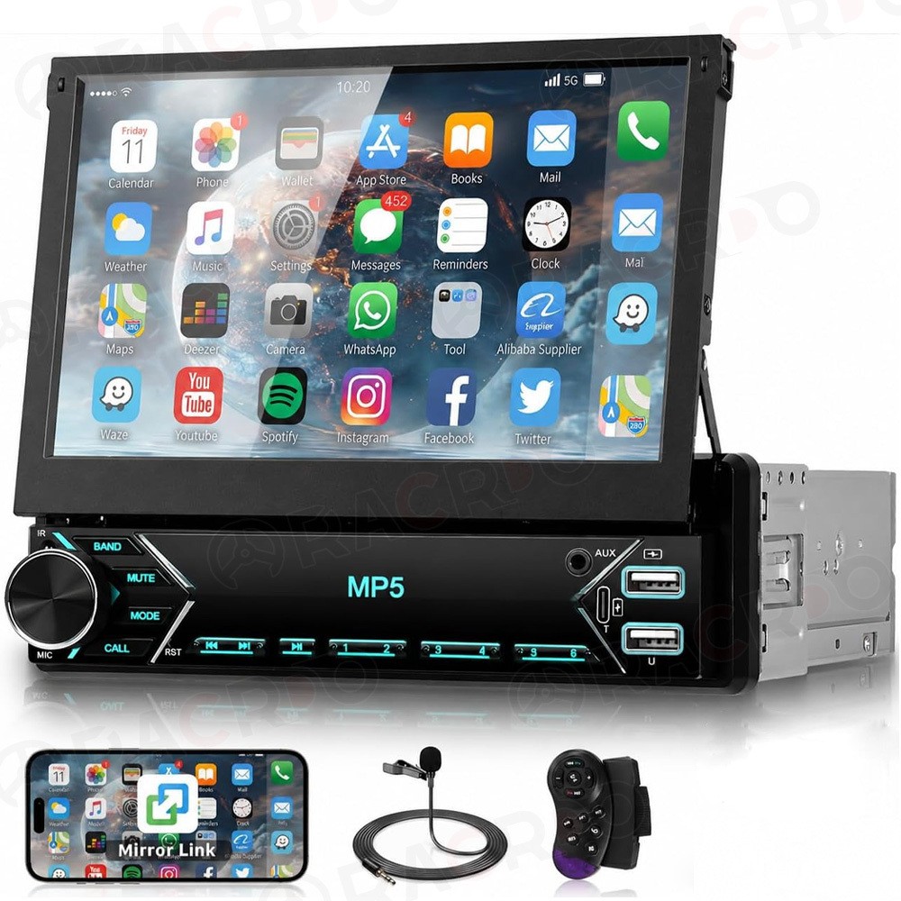 7″ Car Stereo Radio Single 1Din Flip Out Touch Screen MP5 Player USB Bluetooth