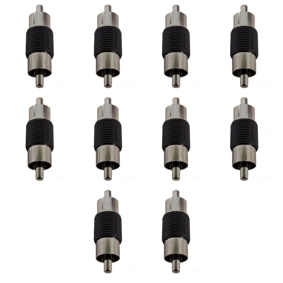Install Bay 2 Pair of Male-to-Male RCA Nickel Barrel Connectors RCA100-BM x 10