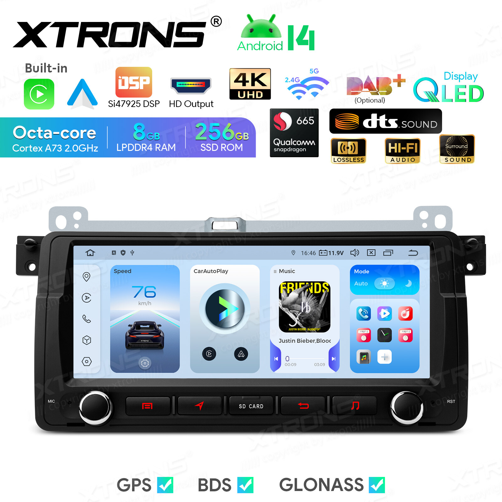 QLED 8.8″ Android 12 Car Play Stereo Radio Navi 128GB Octa Core WiFi For BMW E46