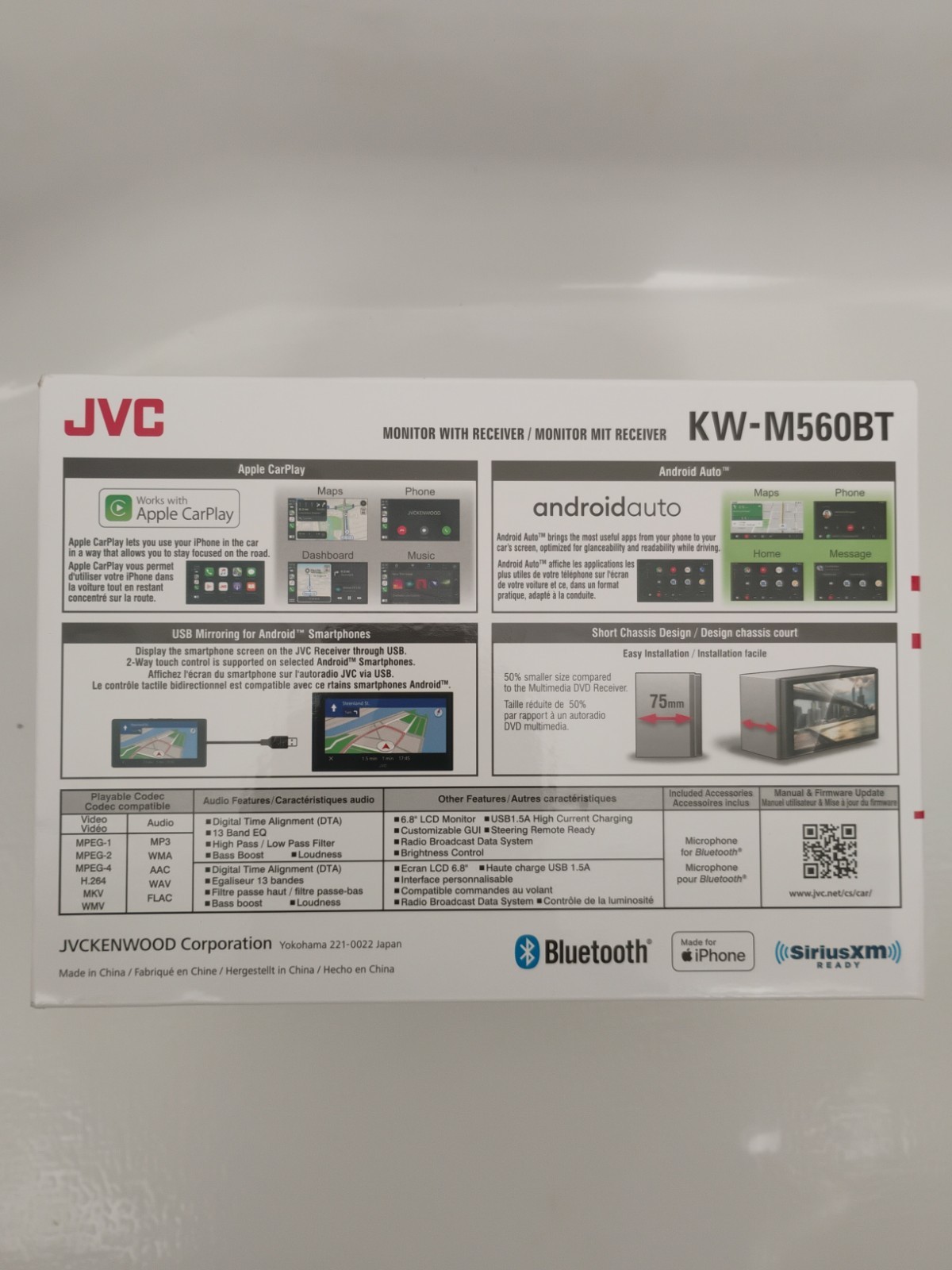 JVC KW-M560BT Monitor With Receiver Bluetooth Android Apple CarPlay USB Mirror