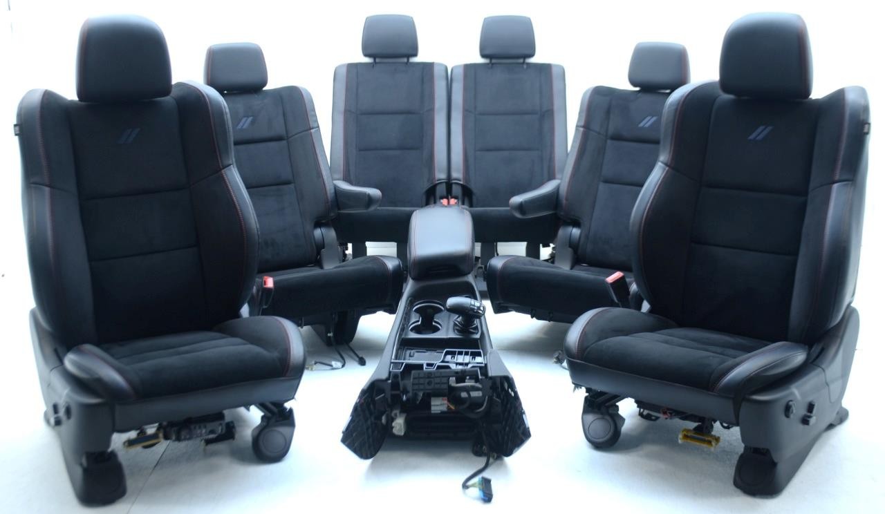 2021 – 2025 DODGE DURANGO RT OEM SEATS 3 ROW SET BLACK LEATHER / SUEDE CONSOLE