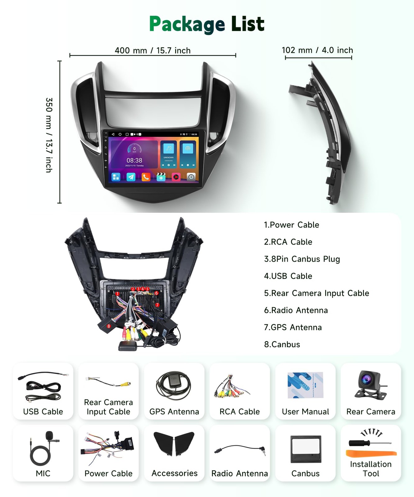 4Core+64G Car Radio for Chevrolet Chevy Trax 14-16 with Wireless Carplay Andr…