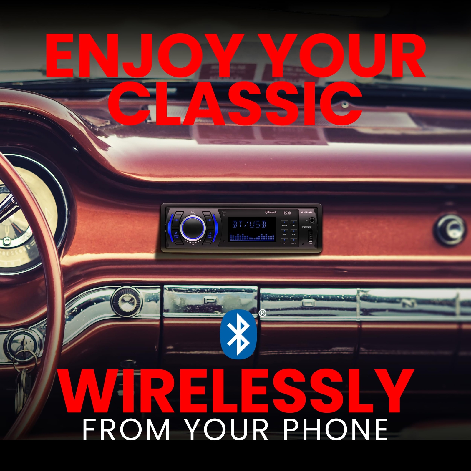 BOSS Audio Systems 616UAB Multimedia Car Stereo – Single Din LCD Bluetooth R…