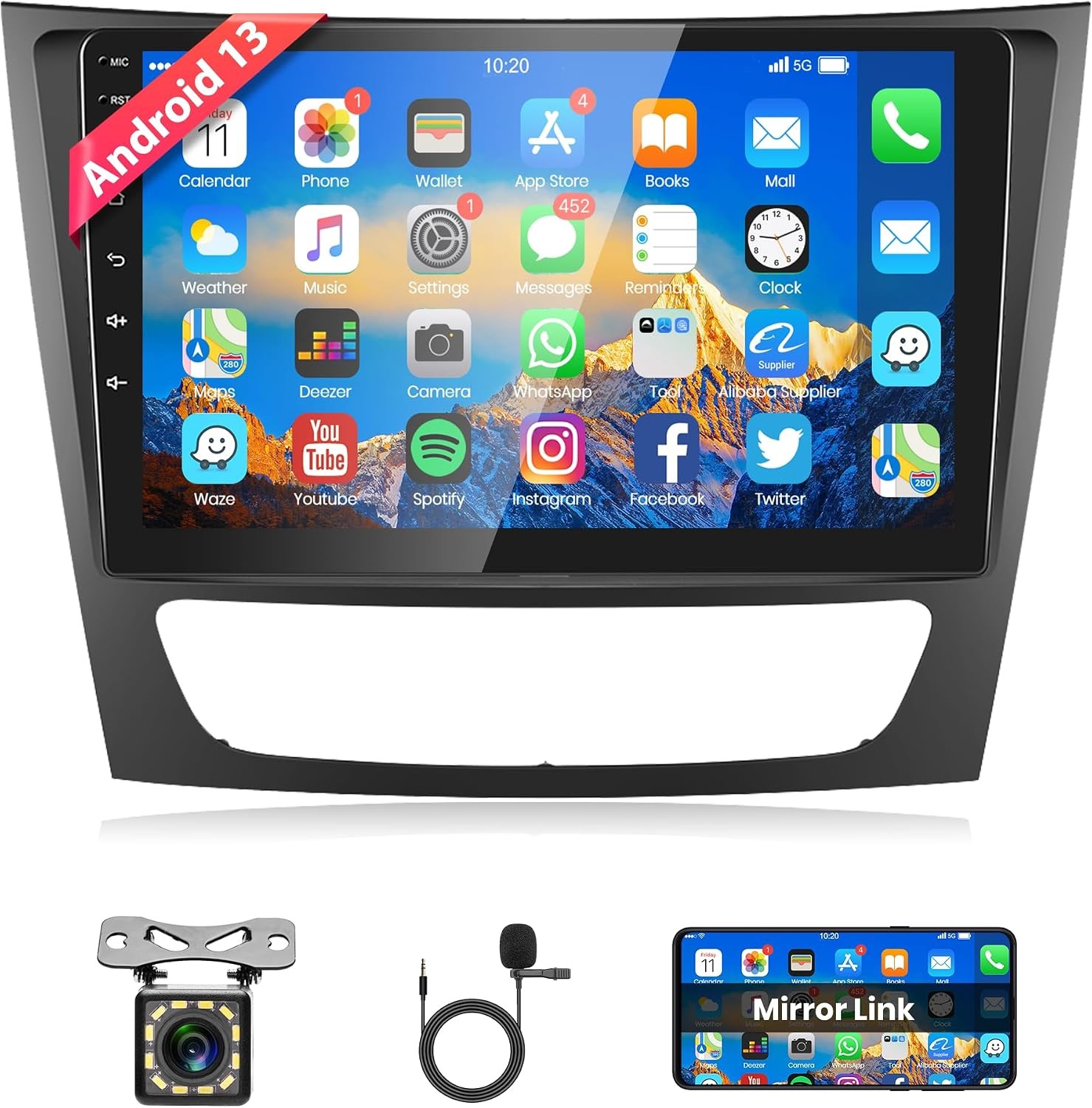 9” Android 13 Car Stereo GPS Radio For Mercedes-Benz E Class W211 E200 1+32gb