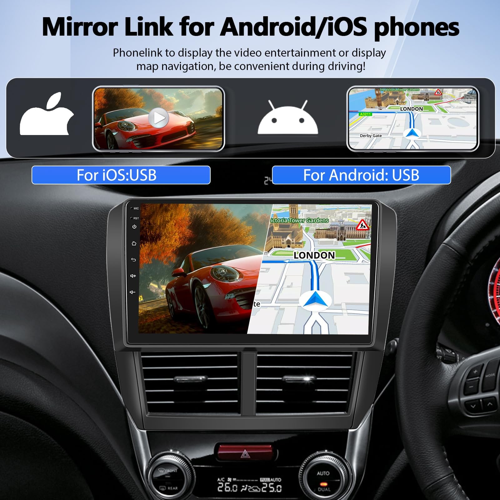 Unitopsci Car Radio For Subaru Forester 2008-2012 Car Stereo Carplay Android