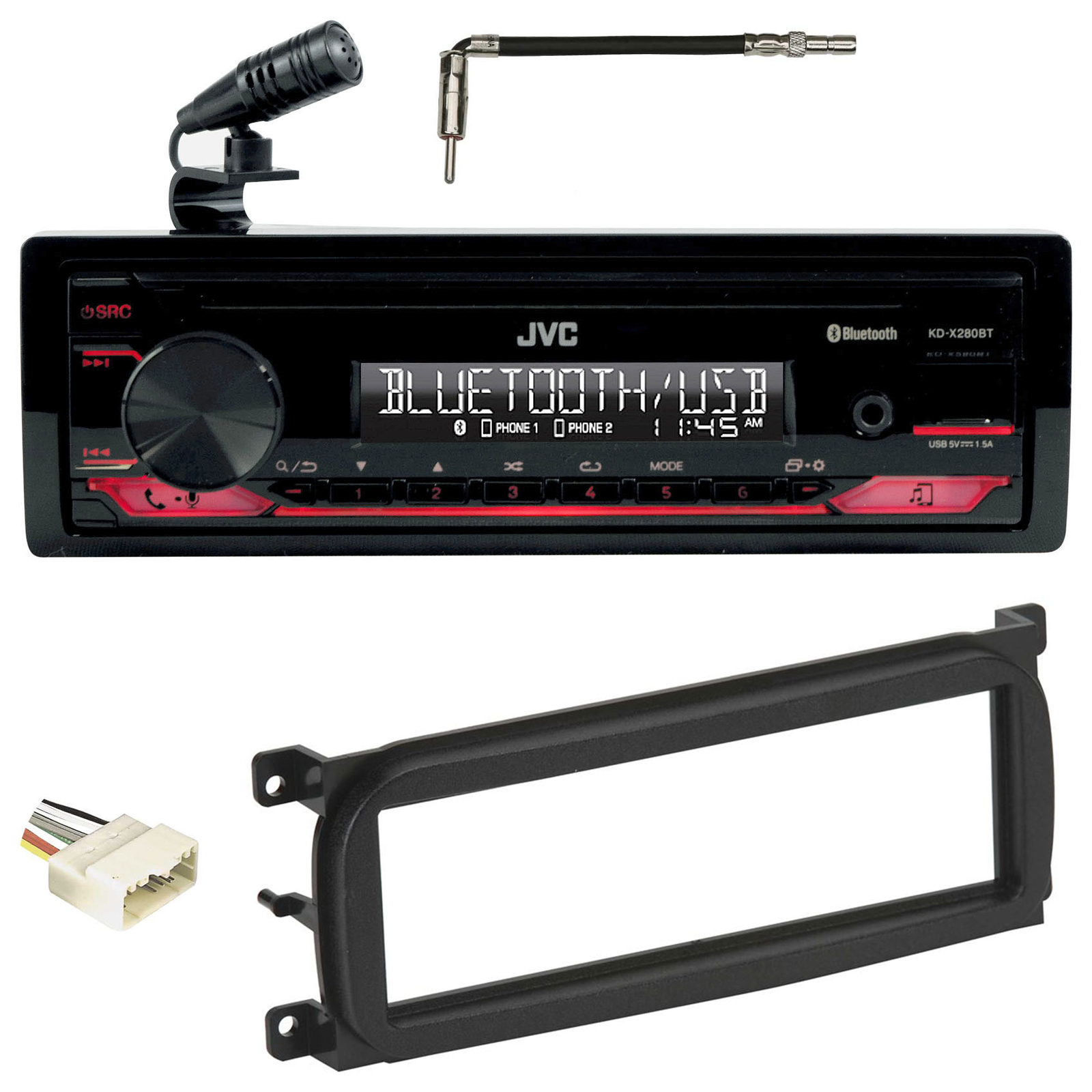 JVC KD-X280BT Bluetooth Receiver w/USB/13-Band EQ Fits 03-06 JEEP WRANGLER TJ