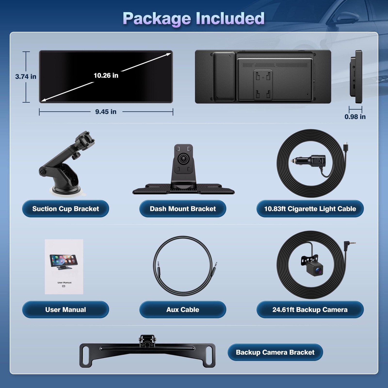 Gikktdr Carplay Screen for Car, 10.26” Upgrade Wireless CarPlay & 10.26inch