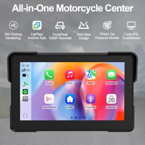 Artman Motorcycle Dash cam Front and Rear, 7” IPS Touch Screen, Portable