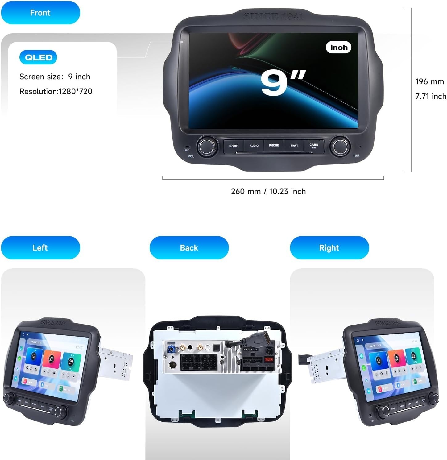 Dasaita 9” Car Radio for Jeep Renegade 2015-2022 CarPlay 8+256G DTS 4G LTE