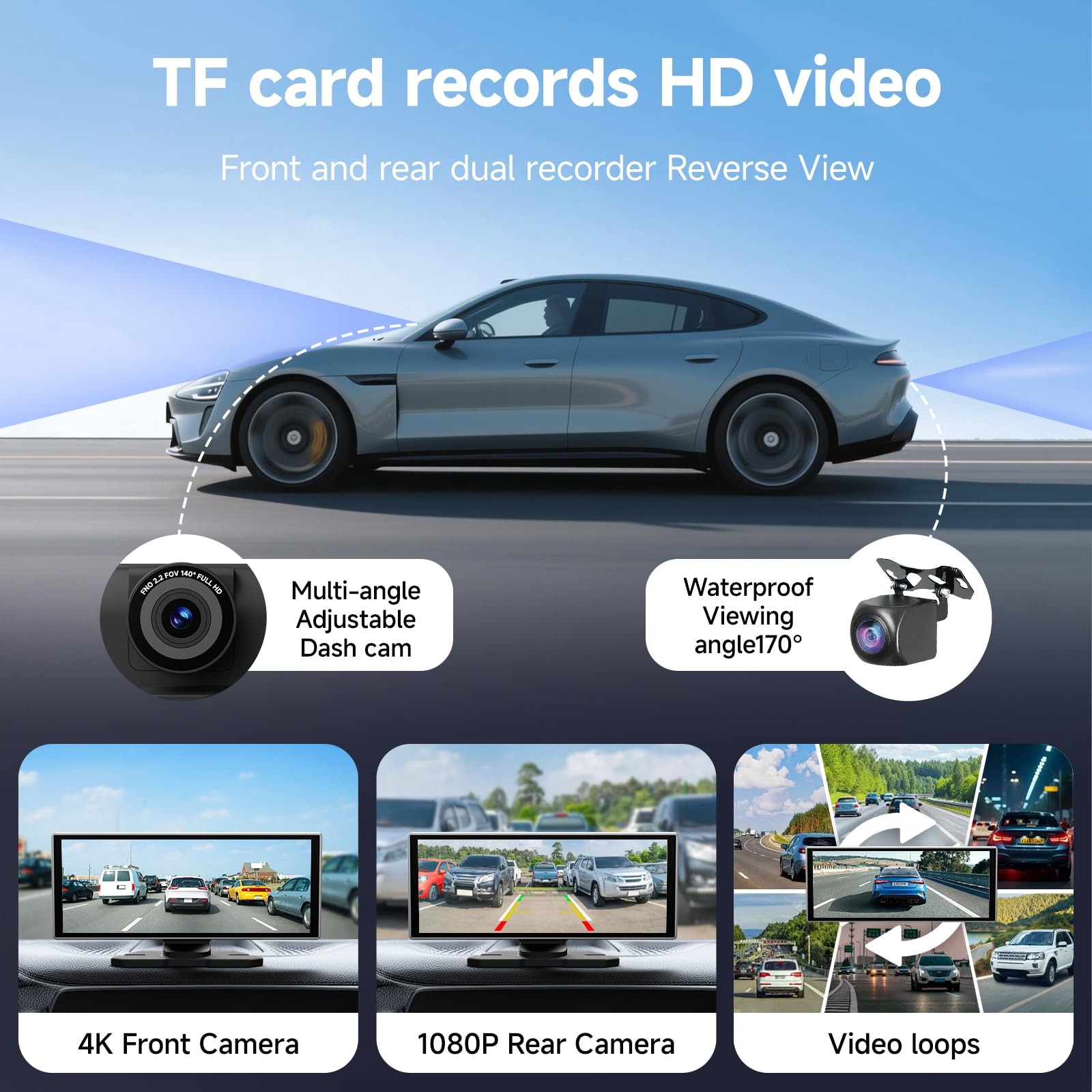11.26 Inch HD Touchscreen Car Display, Wireless CarPlay/Android Auto Screen f…