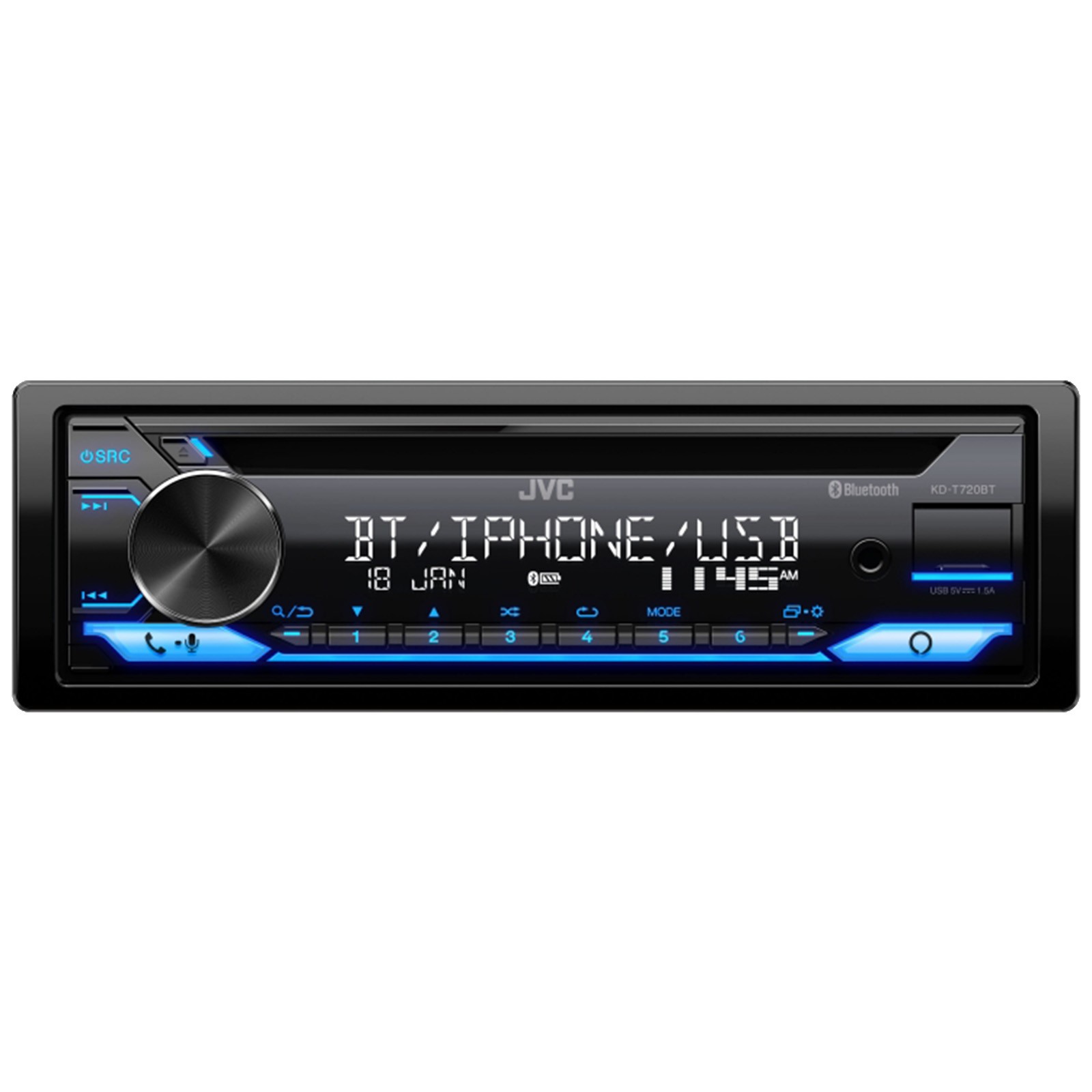 JVC KD-T720BT Bluetooth CD Stereo Receiver, 2x JBL 6×9″ 180W Car Speakers w/Wire