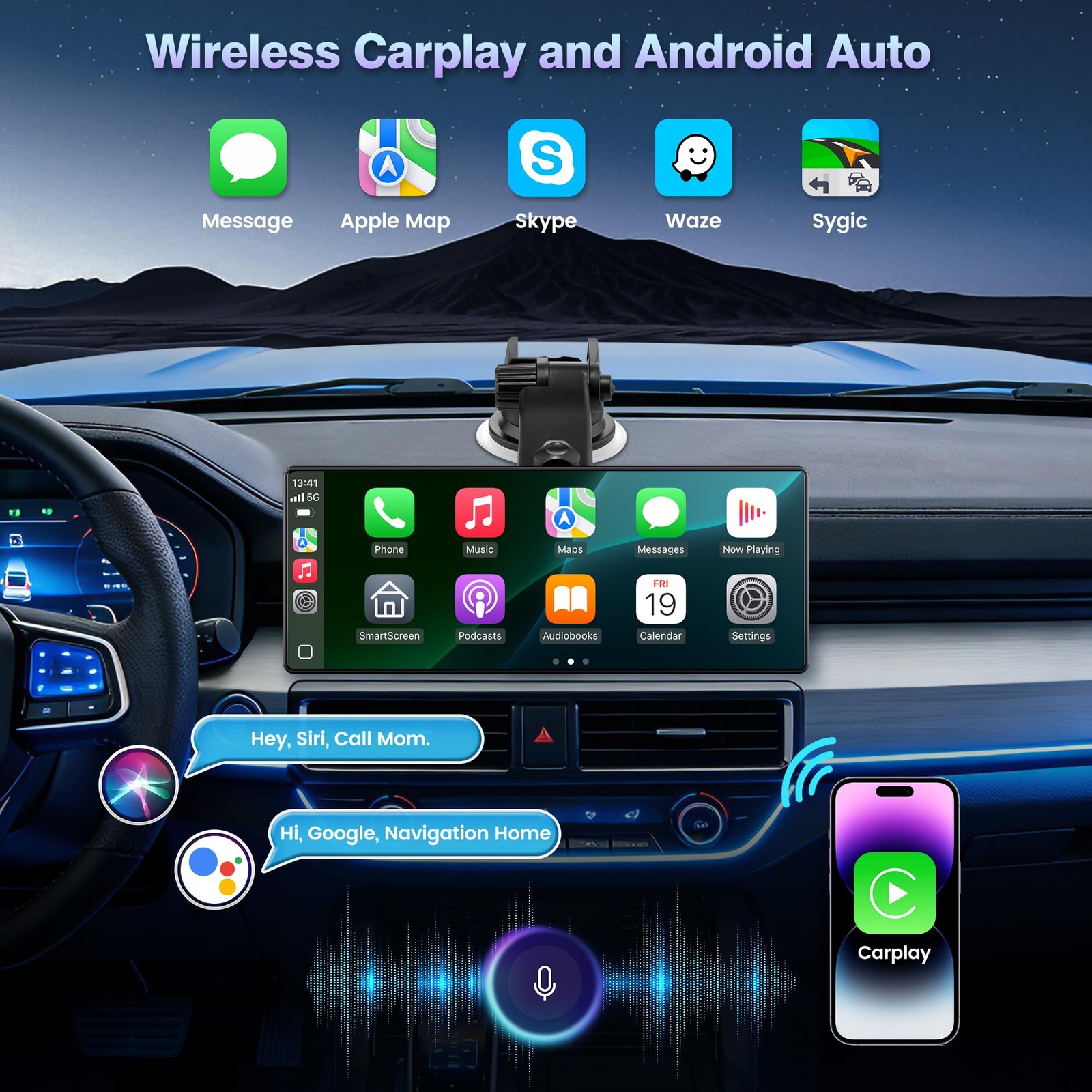 Carplay Screen for Car, 10.26” Upgrade Wireless CarPlay & Android Auto Car P…