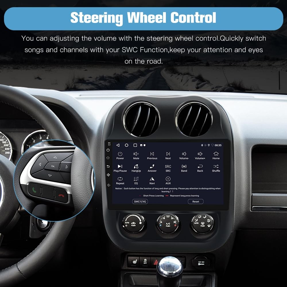 Junsun 4Core 64GB Stereo Jeep Compass Patriot 2010-2016 10″ Touch Screen