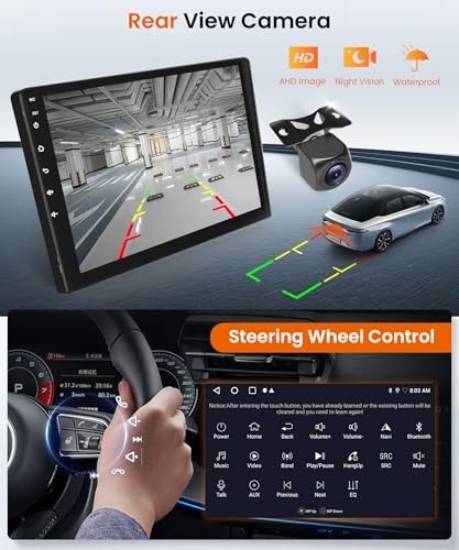 9″ Double Din Car Stereo, 2G+64G Android Auto & Wireless Carplay, GPS, Bluetooth