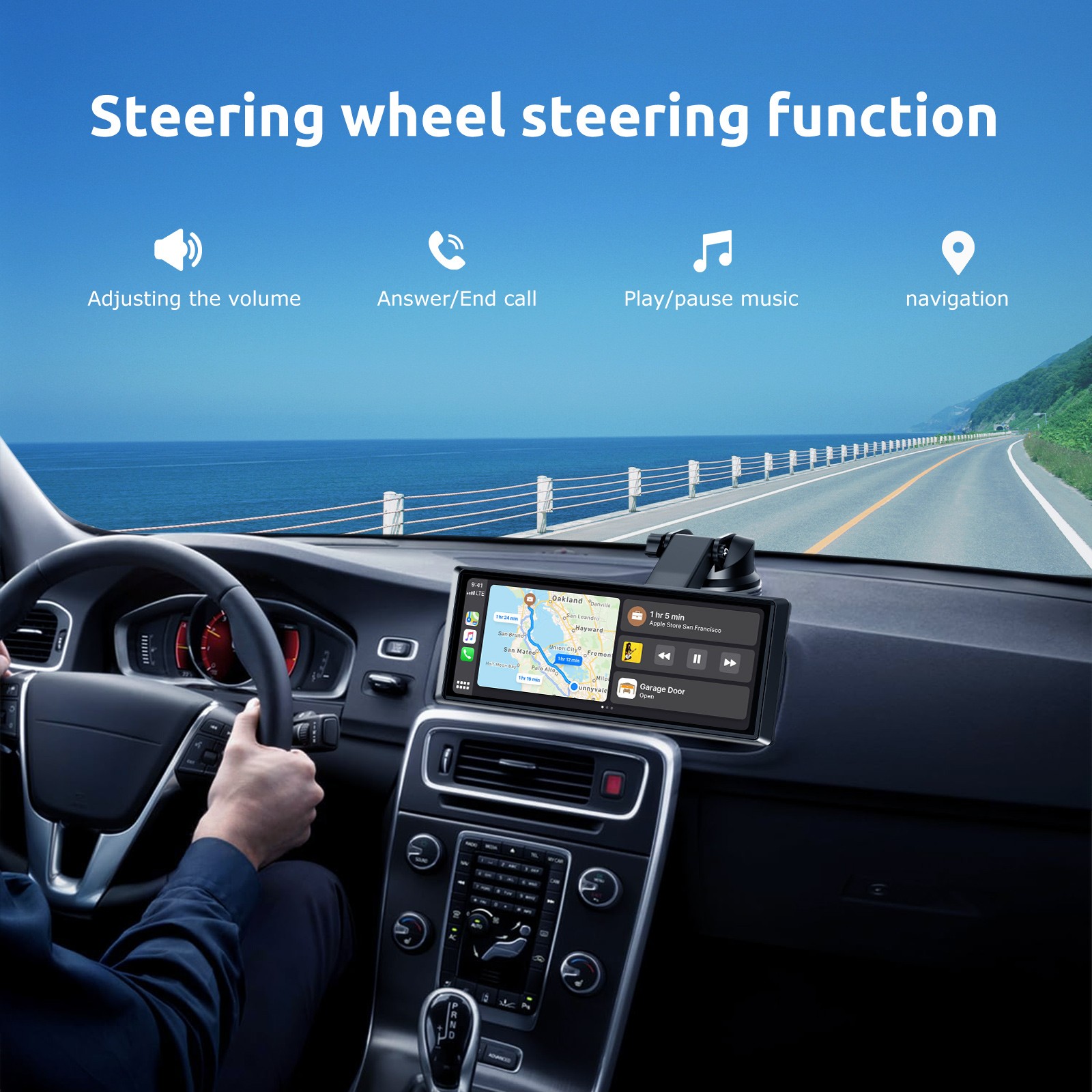 8.1″ Large Screen Portable Carplay Android Auto With Cam Car Stereo SAT NAV BT