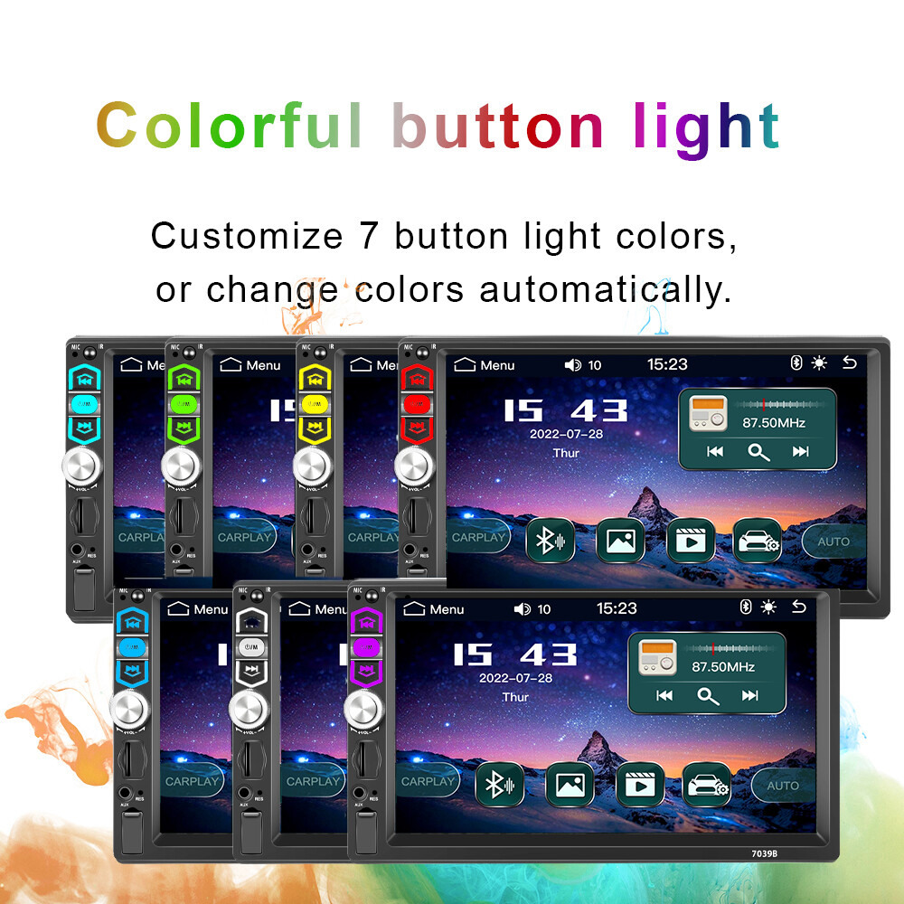 7″ 1Din Car Stereo Wired Carplay Android Auto USB TF Bluetooth Mirror Link Radio