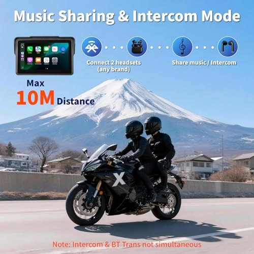 Motorcycle CarPlay Screen 7″, Waterproof GPS Display for Motorbike, Dual Mount