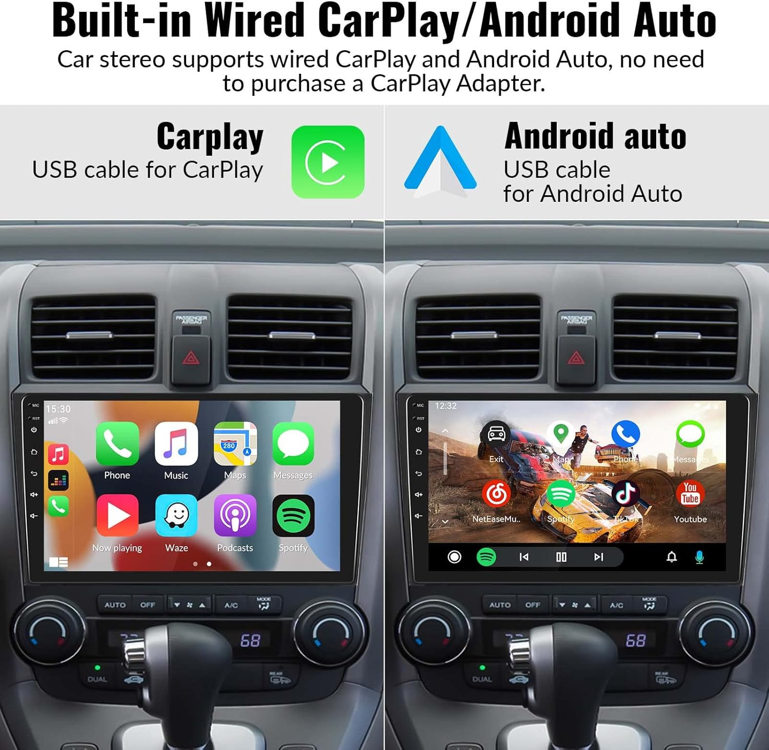 Car Stereo for Honda CRV 2007-2011 Car Radio,Mp5 Player with Apple Carplay Andro