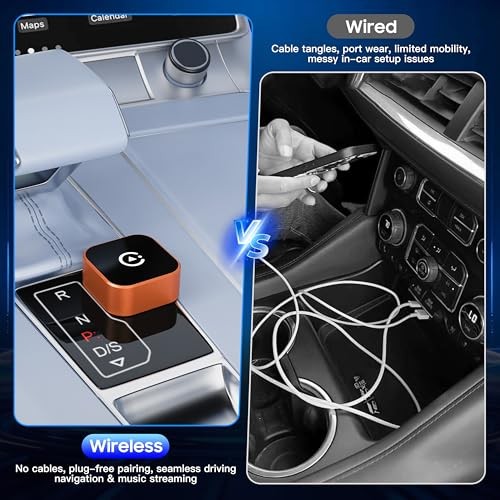 2026 2-in-1 Wired to Wireless CarPlay Android Auto Adapter, USB/Type-C Orange
