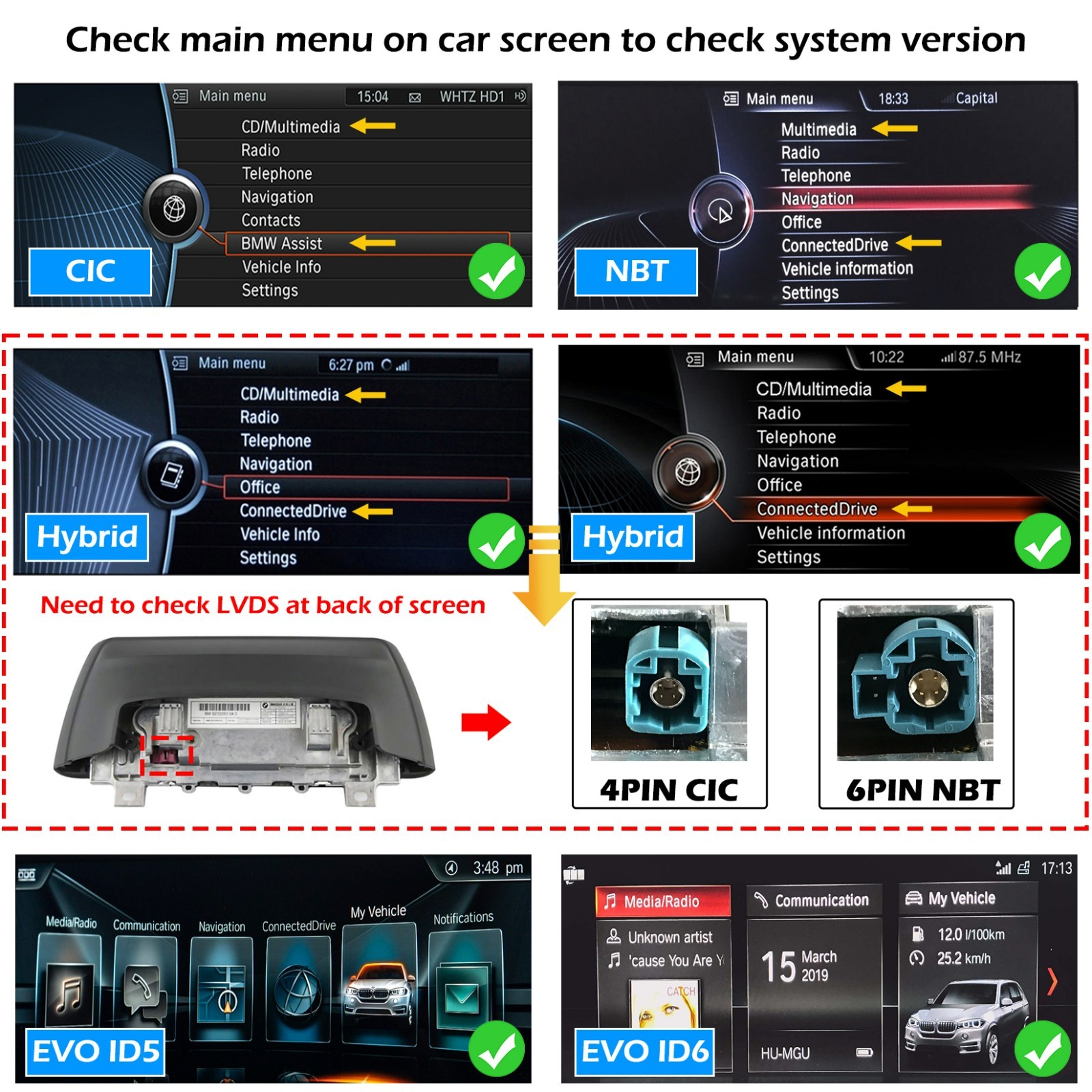 For BMW 1-7 Series X1-X7 CIC NBT EVO Wireless CarPlay Android Auto Upgrade Kit