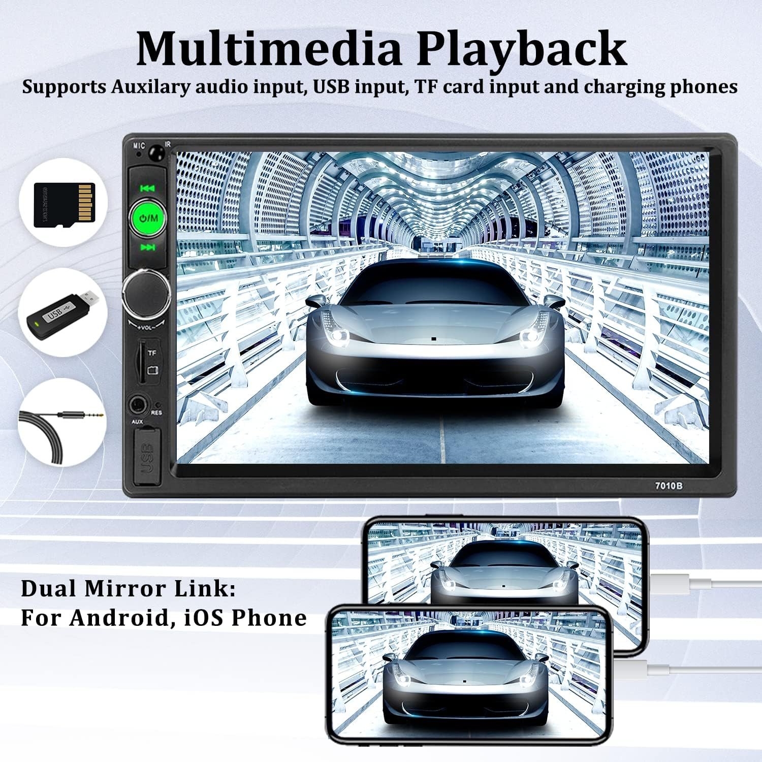 Car Stereo Double Din Bluetooth Car Radio 7 Inch MP5 Player HD Touch Screen FM R