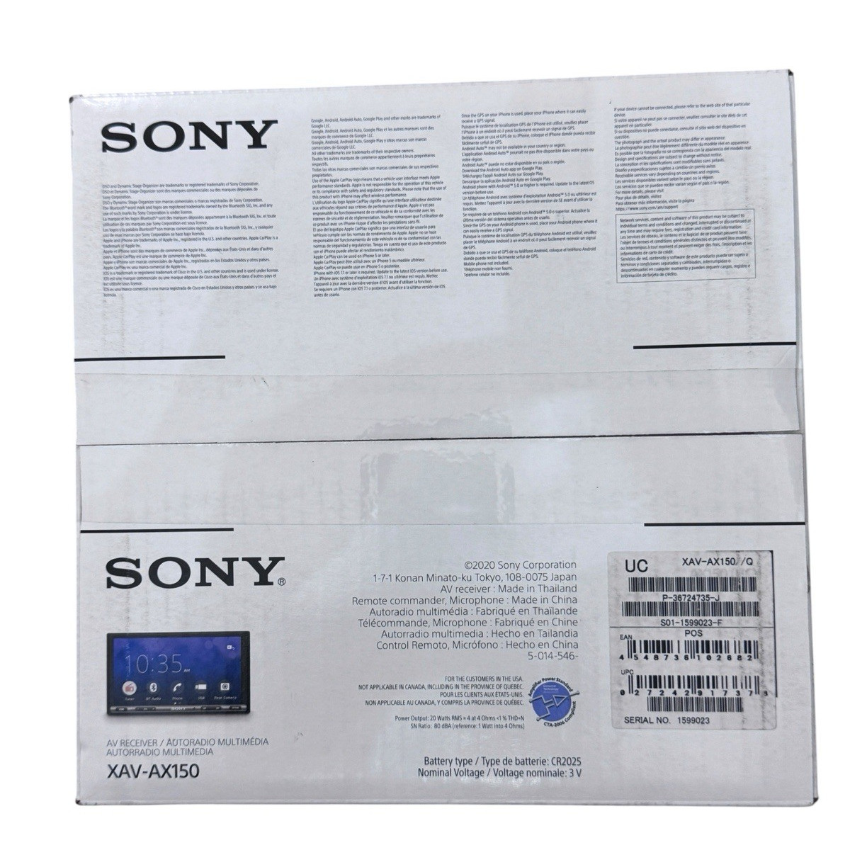 Sony XAV-AX150 6.95″ Apple CarPlay Android Auto Bluetooth Car Stereo New